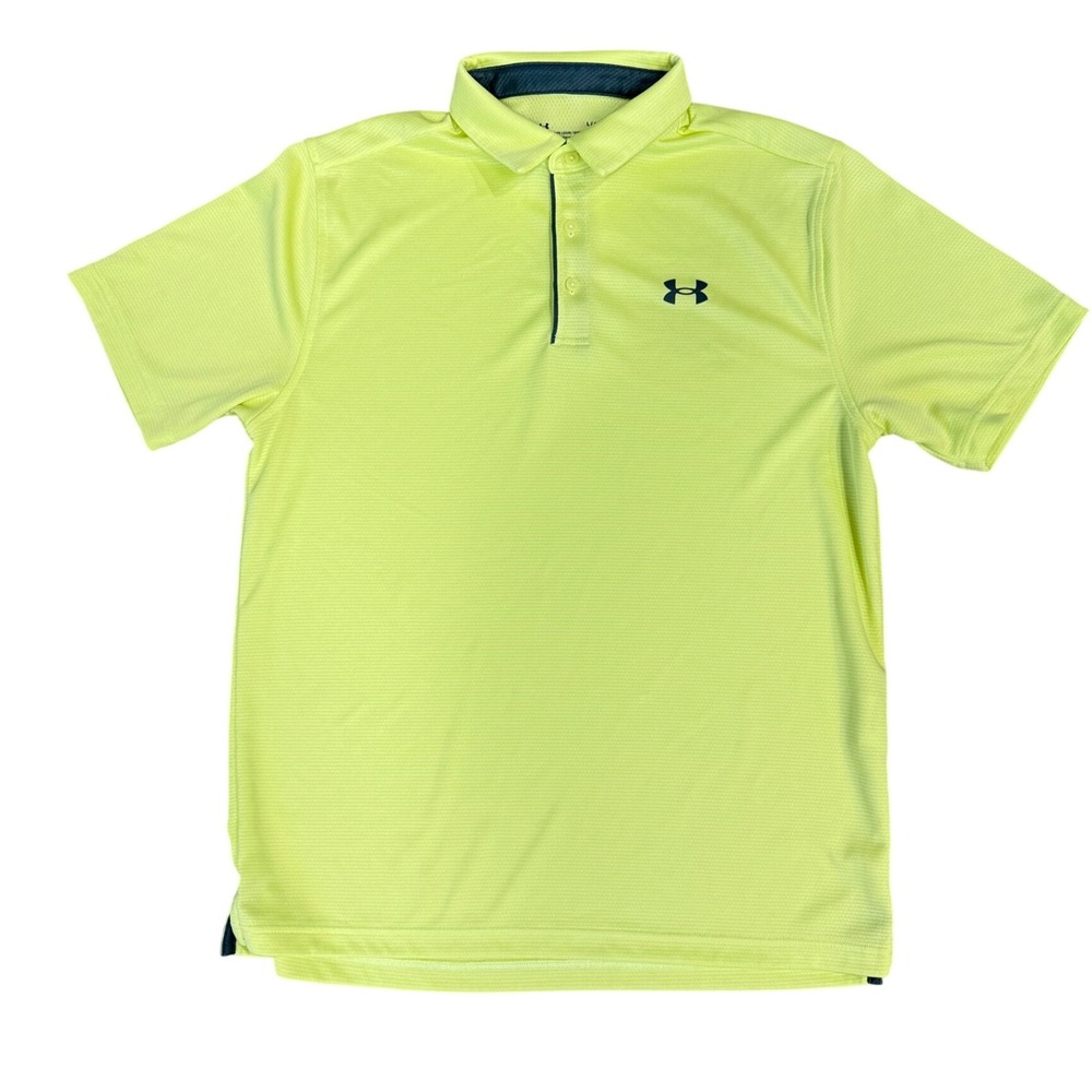 Under Armour Mens Loose Fit Performance Golf Polo Shirt Neon Yellow Lime Large